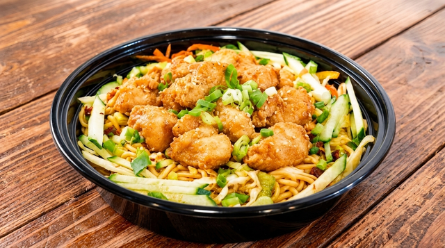 Garlic Chicken Mixed Noodles 香蒜雞米花拌米線.