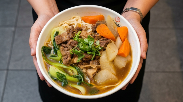 台式牛腩湯米線 Taiwanese Style Beef Brisket Rice Noodle Soup.