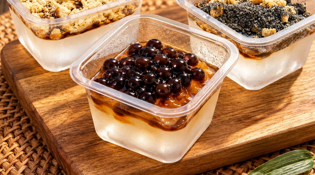 Crystal Jelly with Granola, Brown Sugar & Boba
