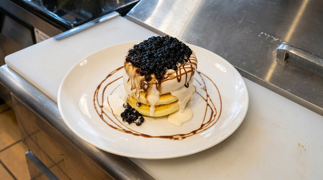黑糖珍珠舒苙蕾 Brown Sugar with Boba Souffle Pancake.