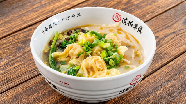 Shrimp Wonton & Mushroom Rice Noodles 鮮蝦餛吞香菇湯過橋米線.