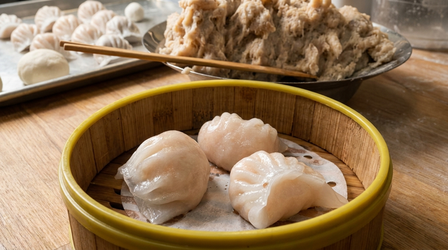 蝦餅 Har Gau (Shrimp Dumplings).